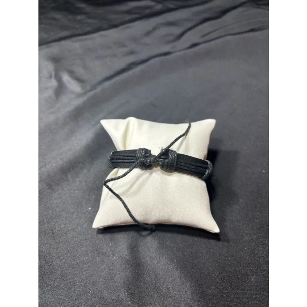 New Handwoven Black Leather Braided Bracelet